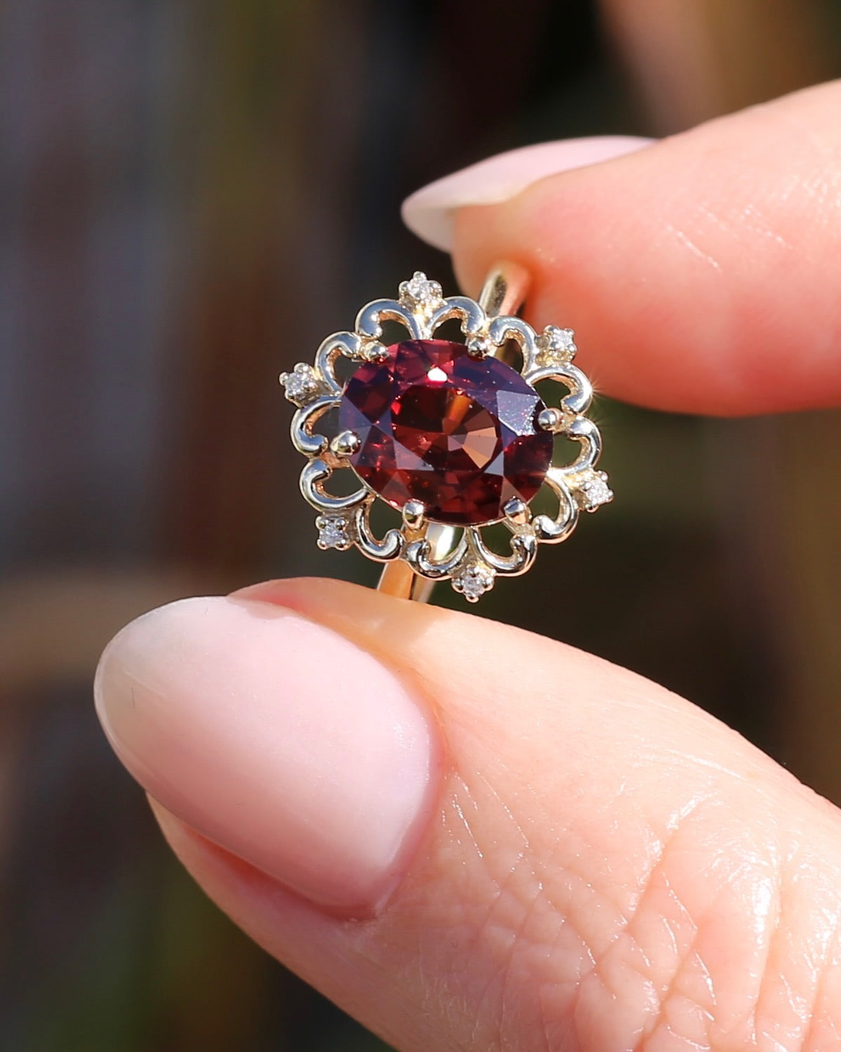 Vintage 3.48ct Natural Zircon and Diamond Ring, 9ct Yellow Gold , size O or 7.25 with valuation