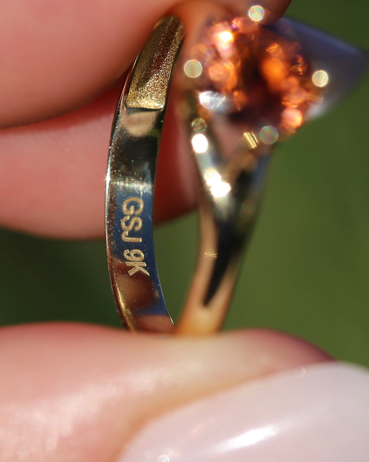 1.4ct Natural Peachy Orange Tourmaline Ring, 9ct Yellow Gold, size N1/2 or 7, 1.51g
