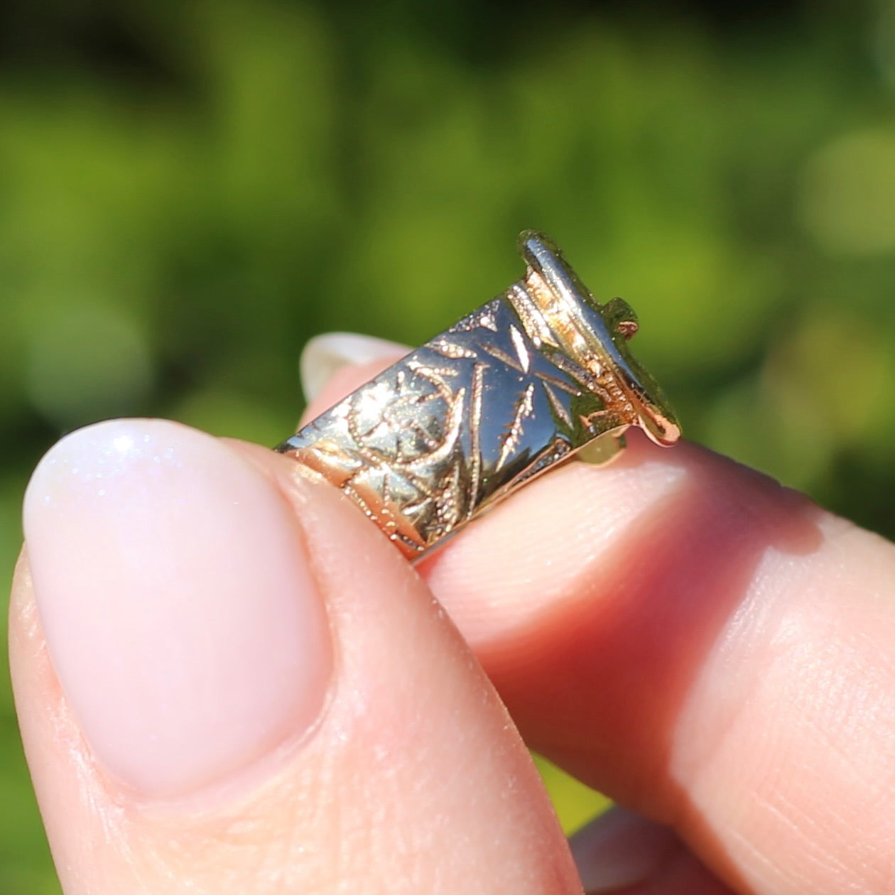 Decorative Gold Buckle Ring, 9ct Yellow Gold, size 6 or L1/2