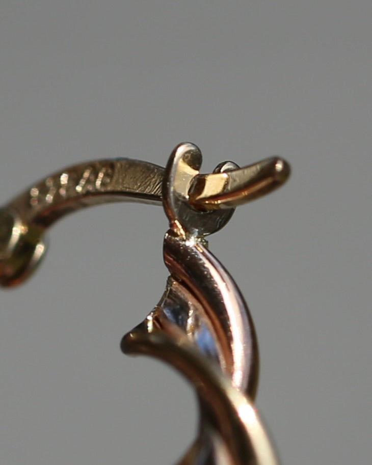Tri-Colour Gold Twisted Hoop Earrings, 9ct Rose, Yellow and White Gold, 27.75mm, 2.73g