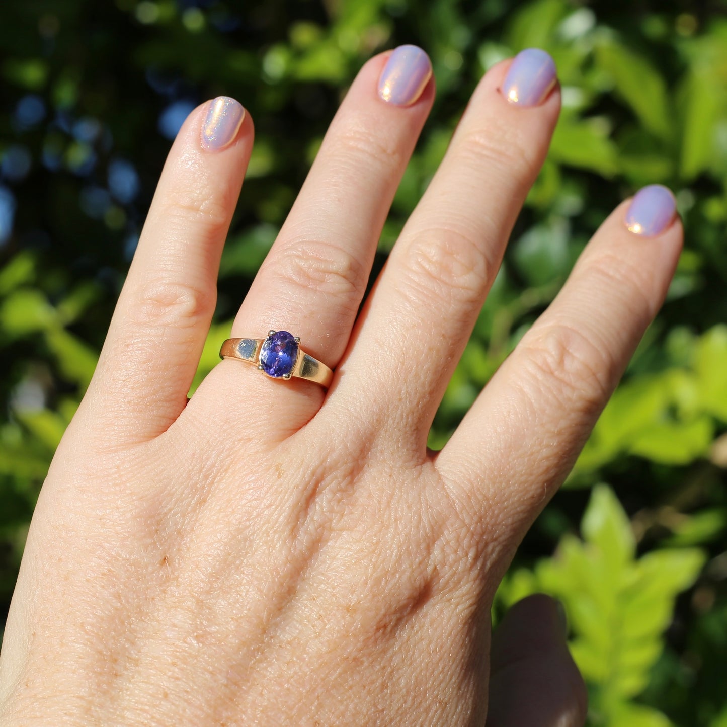 1.25ct Oval Tanzanite Ring, 14ct Yellow Gold, size N or just over 6.5