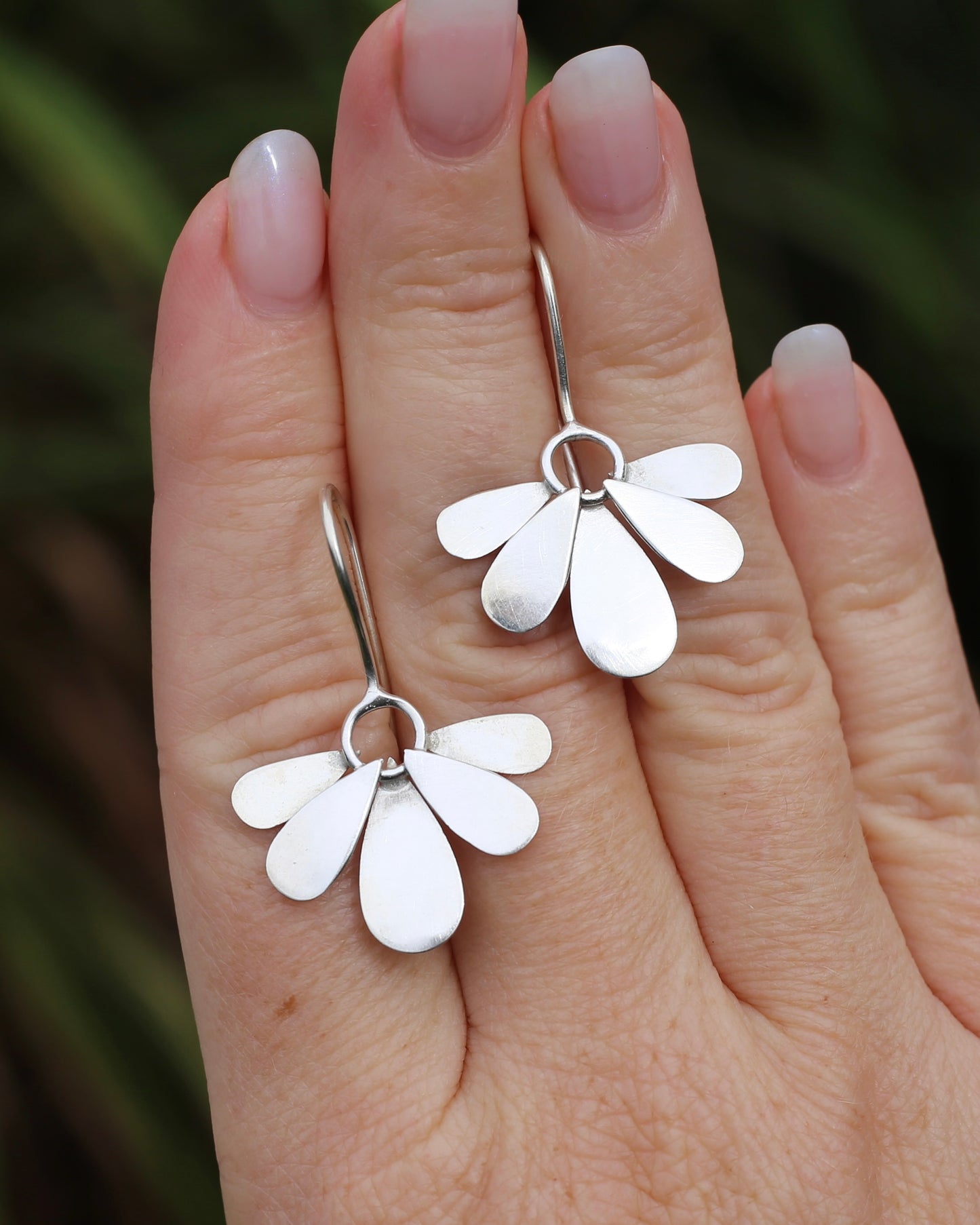 Hand Made Floral Inspired Earring Wires, Sterling Silver, 3.83g