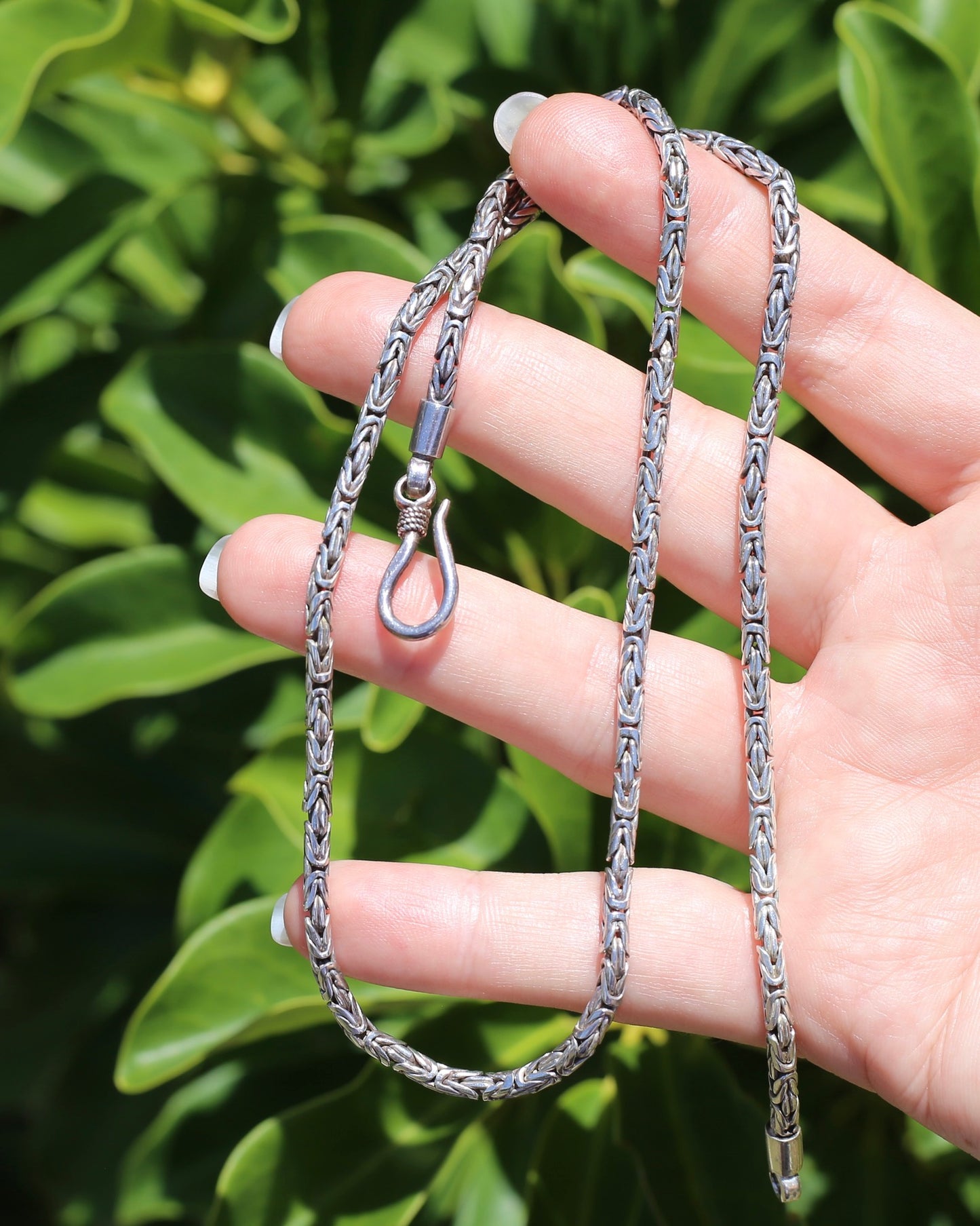 Sterling Silver Byzantine Silver Necklace with Hook Clasp, 51cm or 20 inches, 27.28g