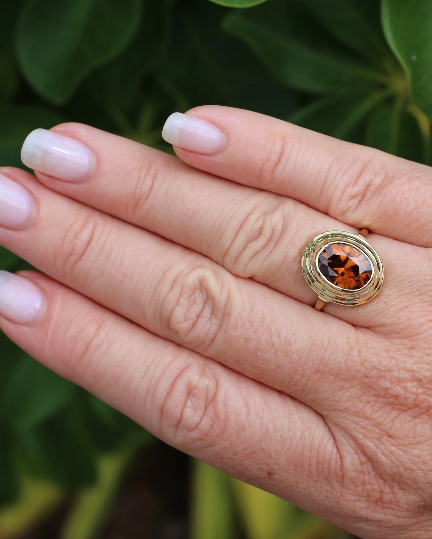 5.08ct Bezel Set Tiered Zircon Ring, 9ct Yellow Gold, size P or 7.5, 14ct Yellow Gold, 4.06g