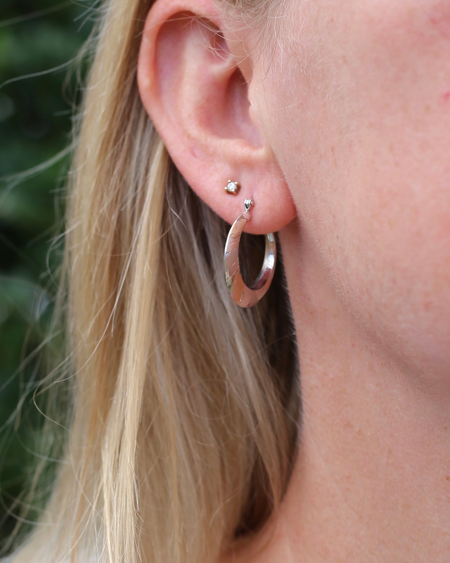 Silver and 10% Gold Hoops, Sterling Silver, Rose and White Gold, 22mm, 1.69g