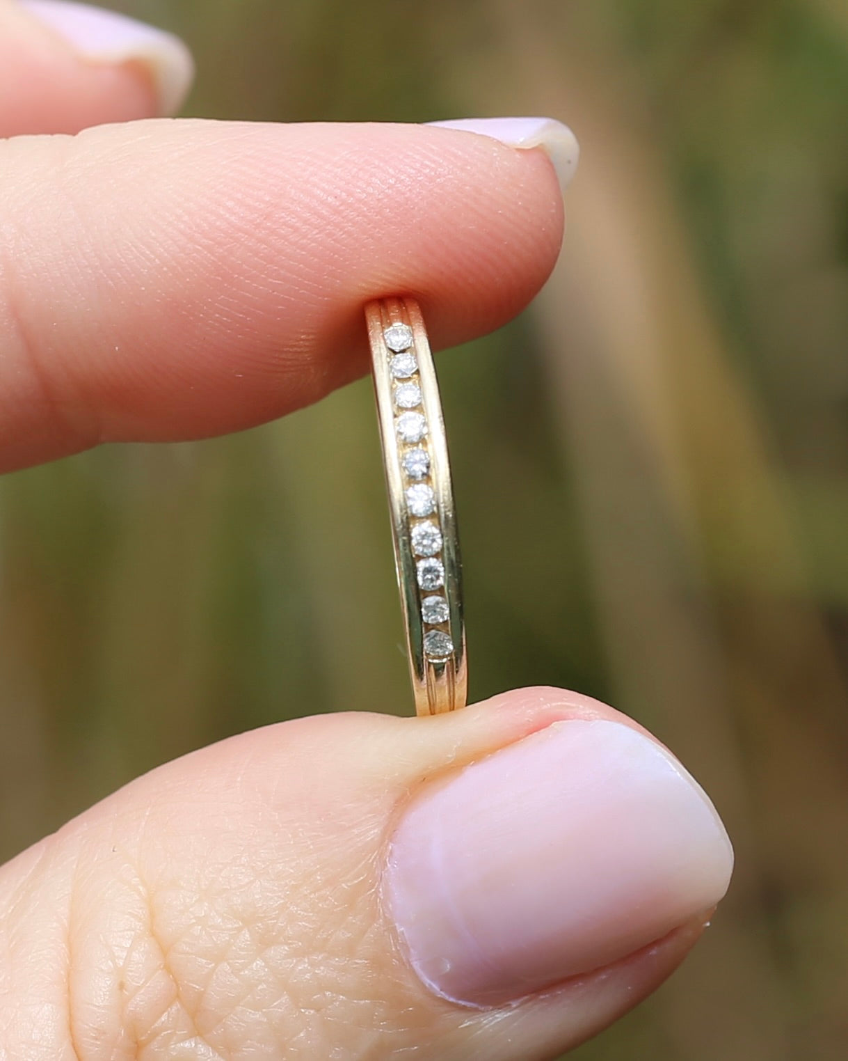 0.2ct Channel Set Natural Diamond Band, 9ct Yellow Gold, size P or just over 7.5, 1.78g