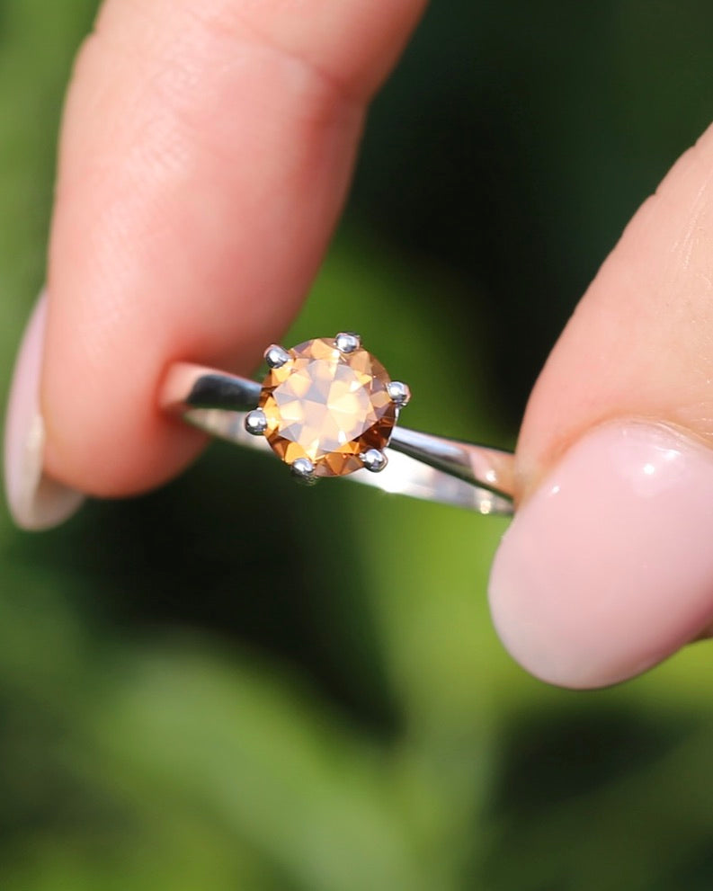 1.9ct Australian Zircon Solitaire, 6 claw set Sterling Silver, size P1/2 or 8, 3.0g