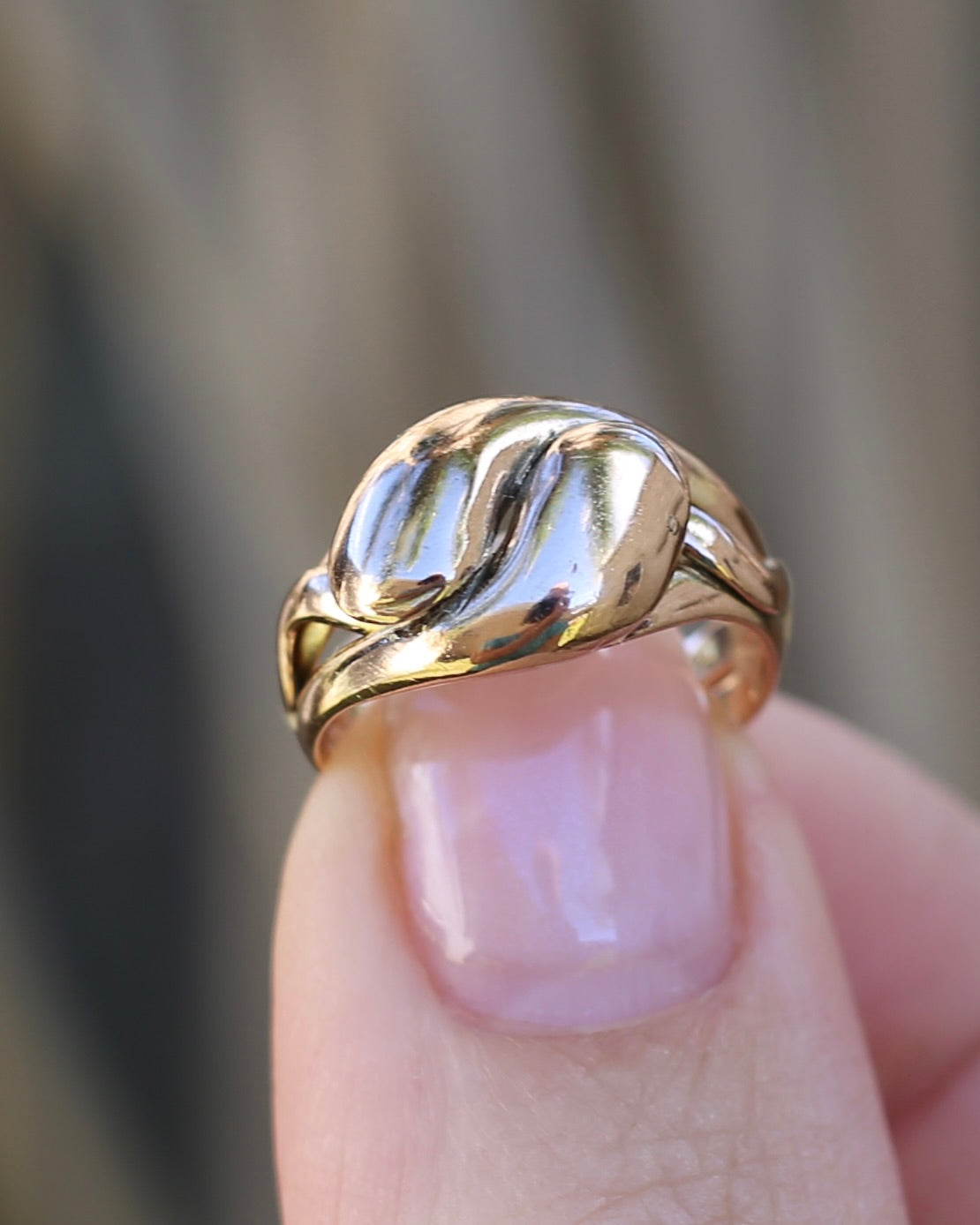 Antique 1907 Birmingham Made Double Snake Ring, 9ct Old Rosey Gold, size I1/2 or 4.5, 3.22g