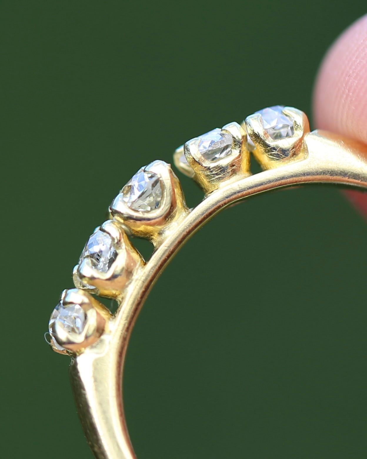 Five Stone Old Cut Diamond Ring approx 0.85ct, Claw Set, 18ct Yellow Gold, size T or 9.5