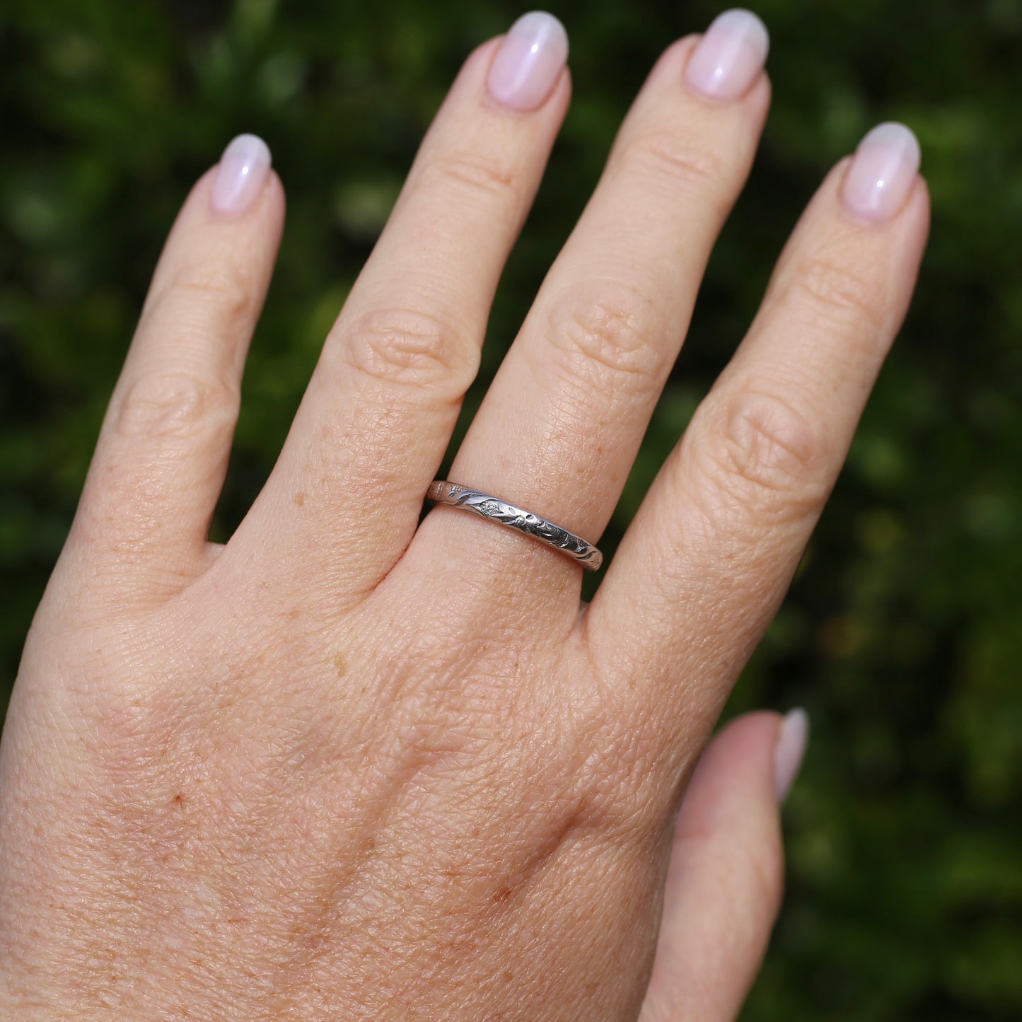 1940s Palladium Orange Blossom Wedding Ring, Palladium, size R1/2 or 9