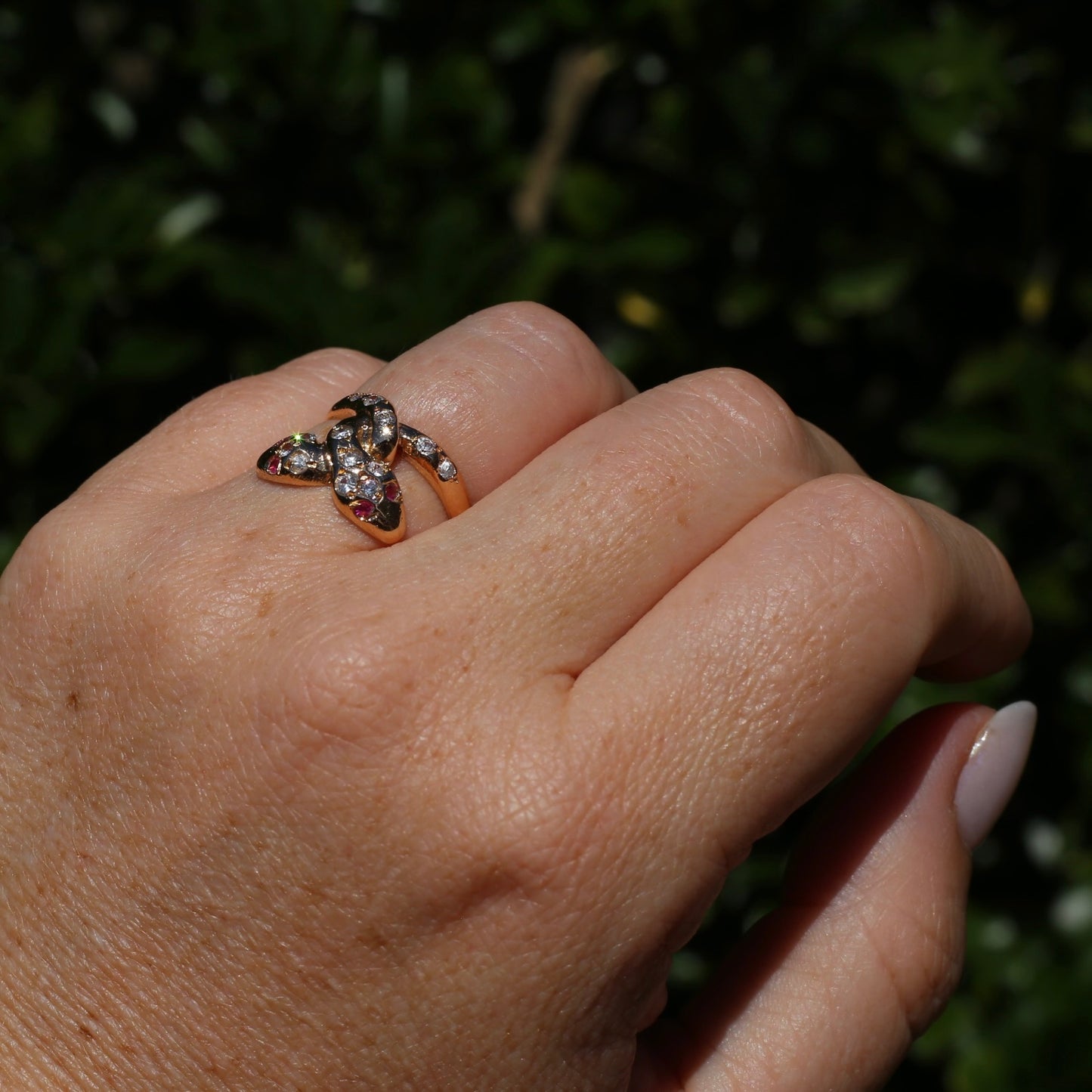 Pre-2002 Egyptian Made Double Snake Ring, 18ct Rosey Gold, size M1/2 or 6.5