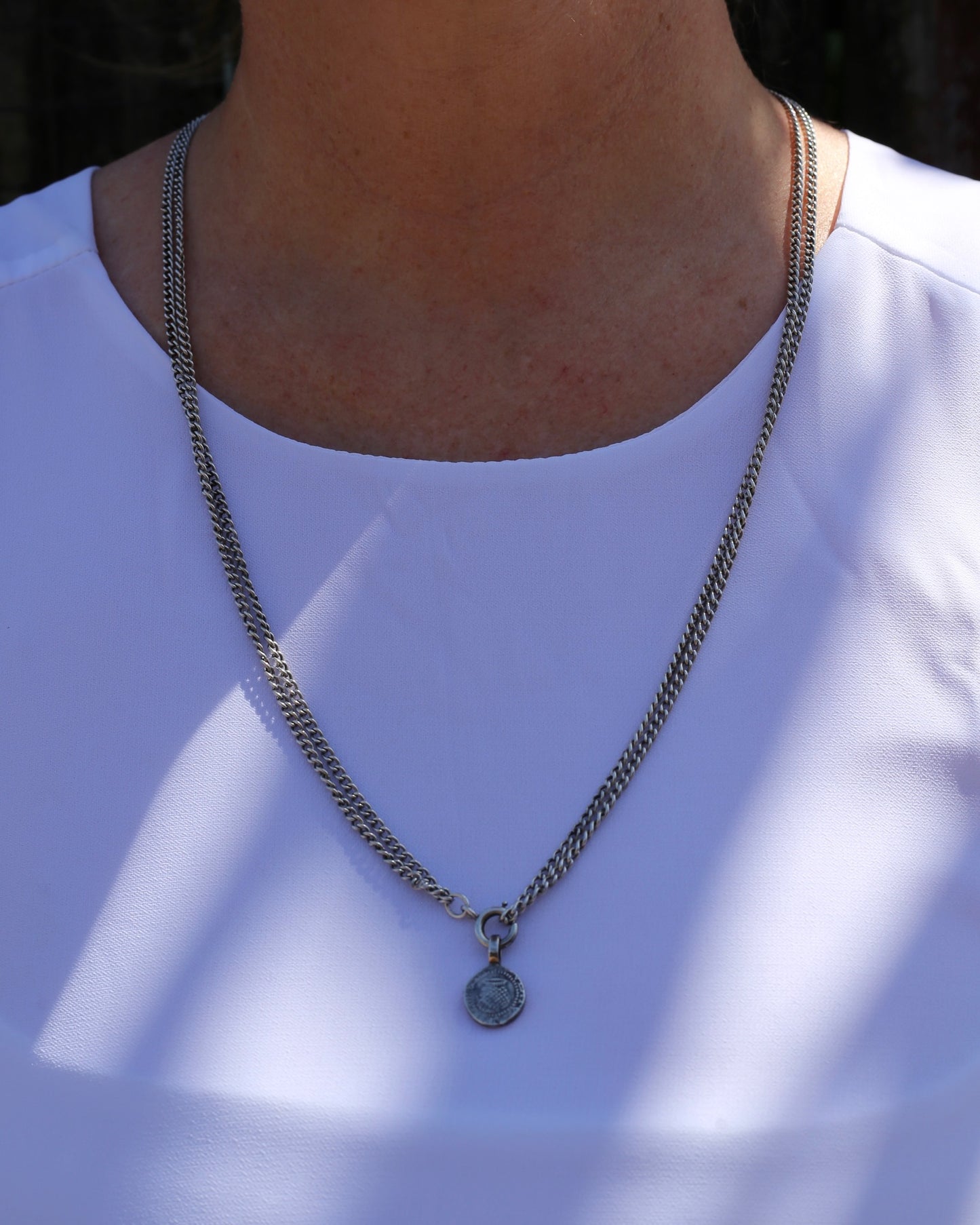 Antique French Longuard Curb Chain With Bolt Clasp, 67cm doubled, 22.1g