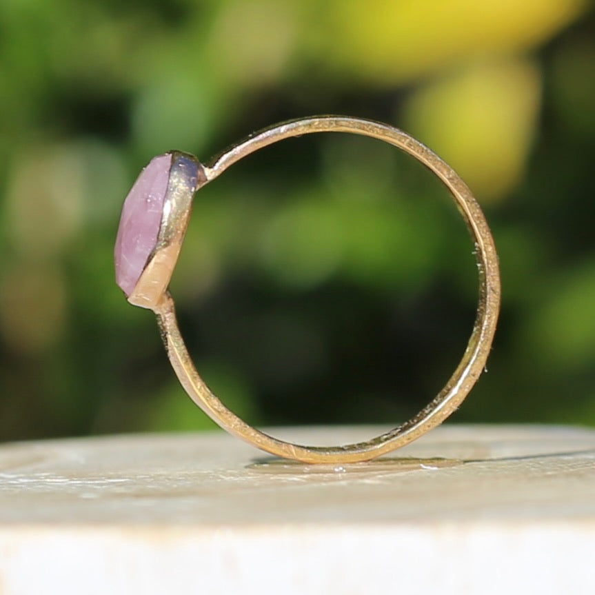 Rose Cut Pink Sapphire Ring, 14ct Rose Gold, size 6 or L1/2