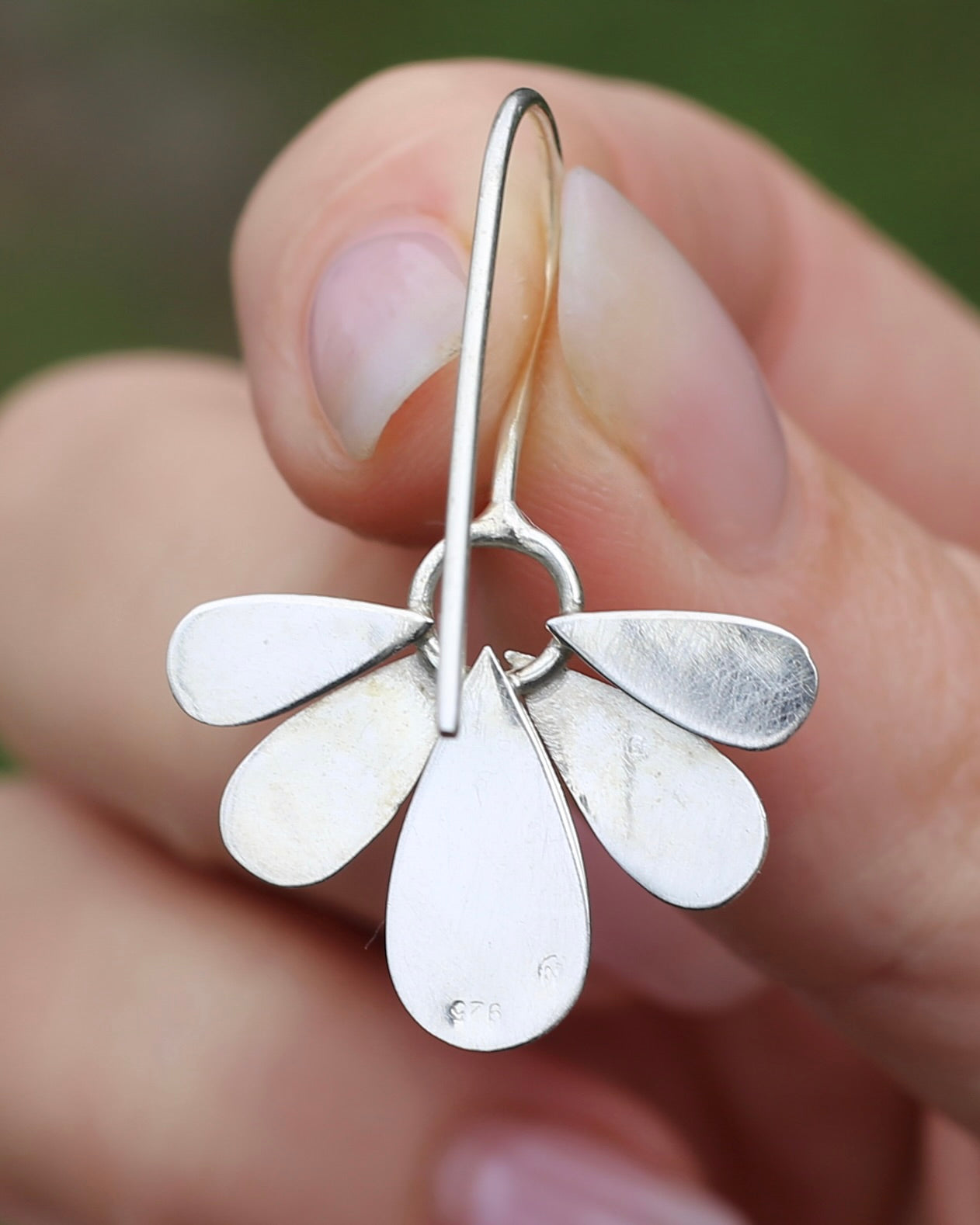 Hand Made Floral Inspired Earring Wires, Sterling Silver, 3.83g