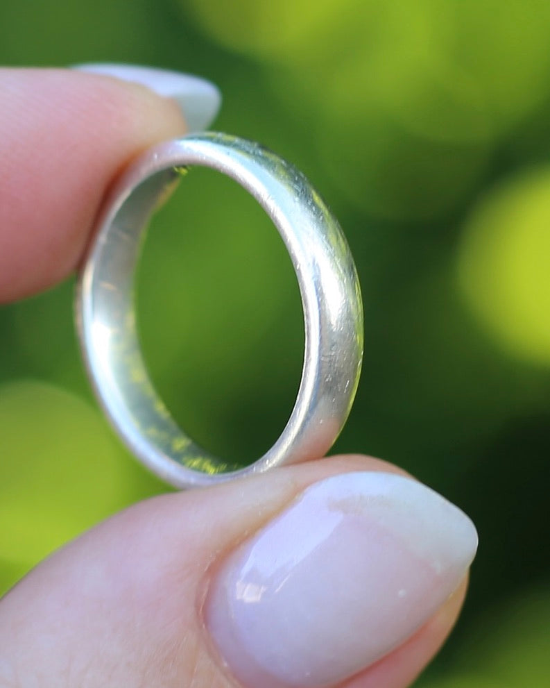 4mm Chunky Half Round Silver Band, Sterling Silver, Size Q or 8.25, 4.5g