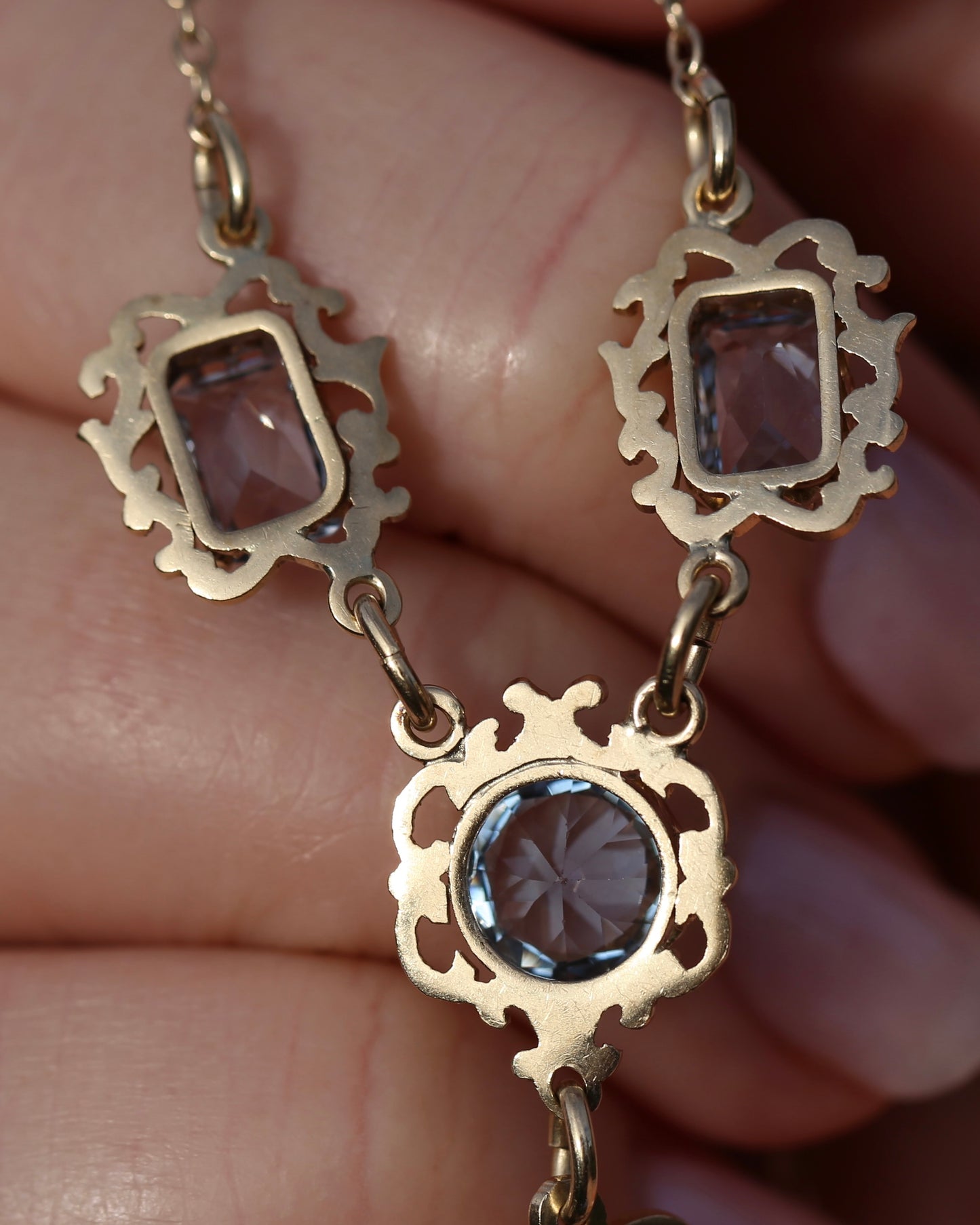 Vinitique Blue Spinel Necklace, 9ct Yellow and Old Rosey Gold, 42cm or 16.5 inches, 9.56g