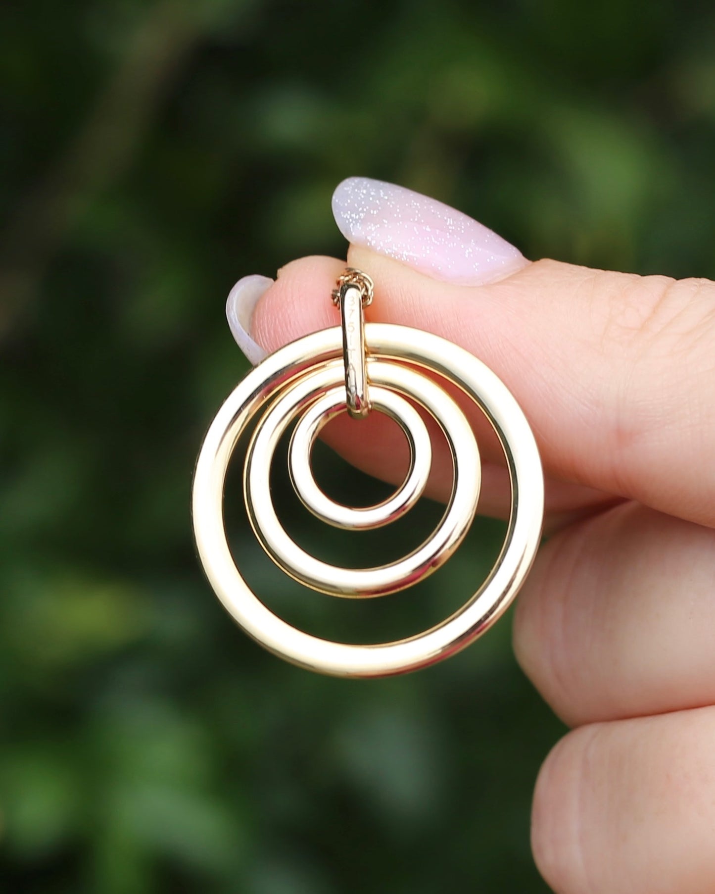 Italian Made Triple Eternal Ring Pendant, 9ct Yellow Gold, 2.24g