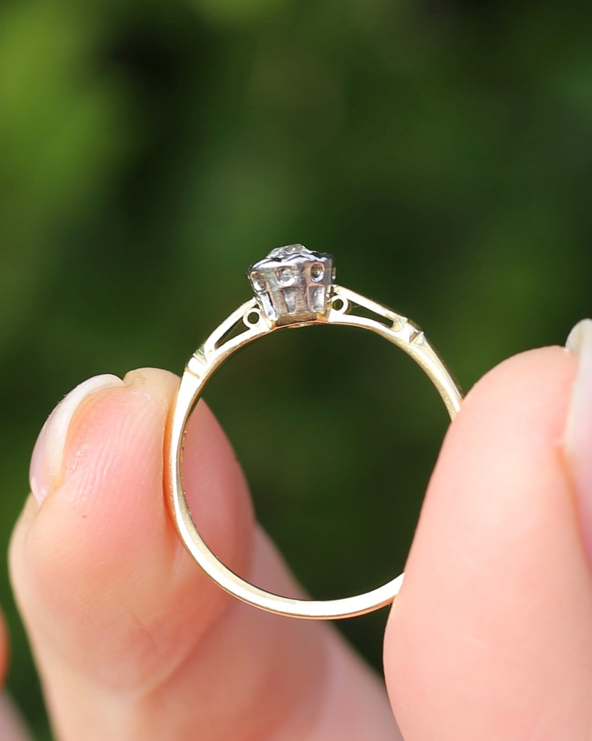 Circa 1930s Old Cut Solitaire, 18ct Yellow Gold and Diamond, size 7 or N1/2
