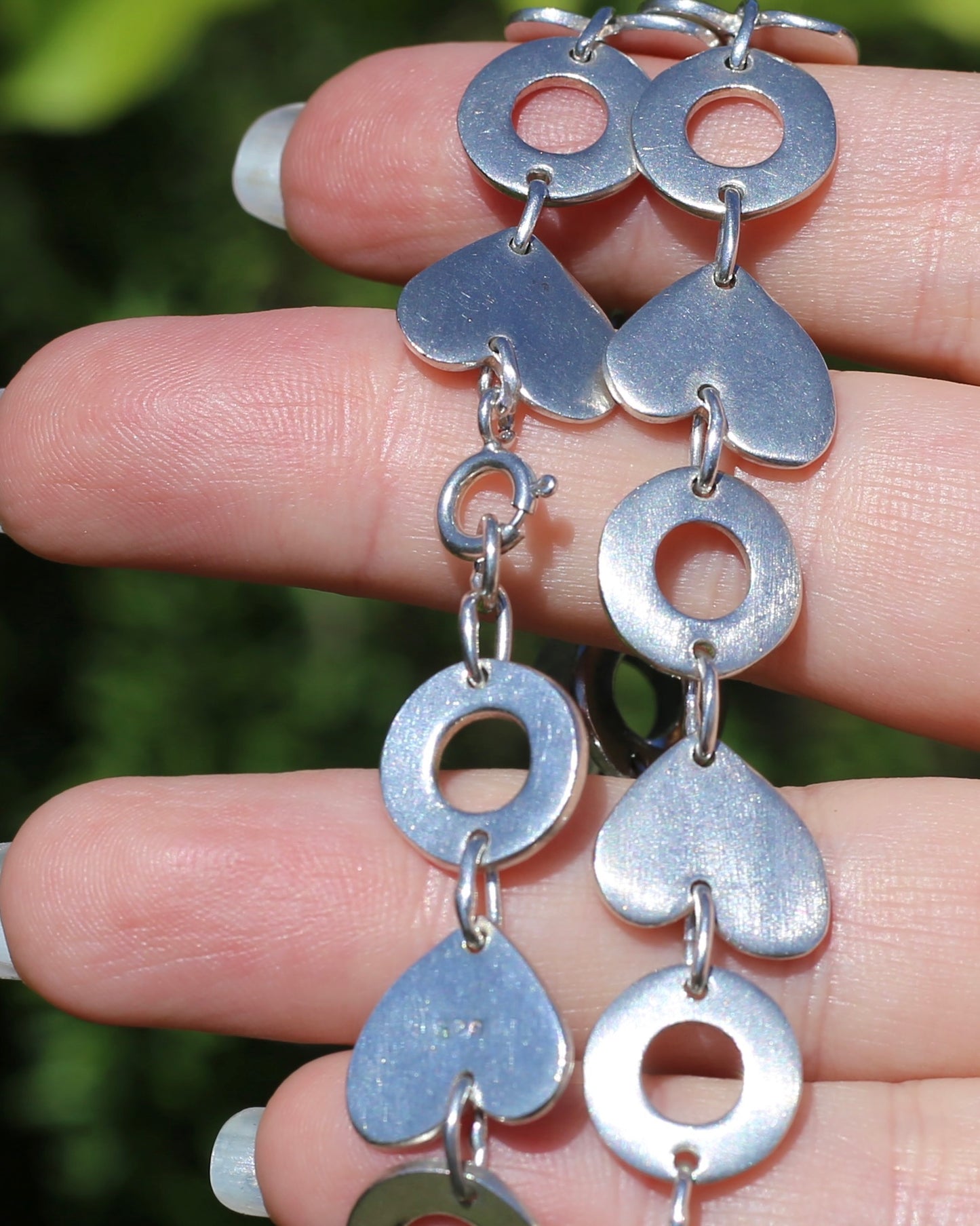 Fabulous Modernist Inspired Hearts and Lilypads Necklace, Sterling Silver, 43cm, 42.3g