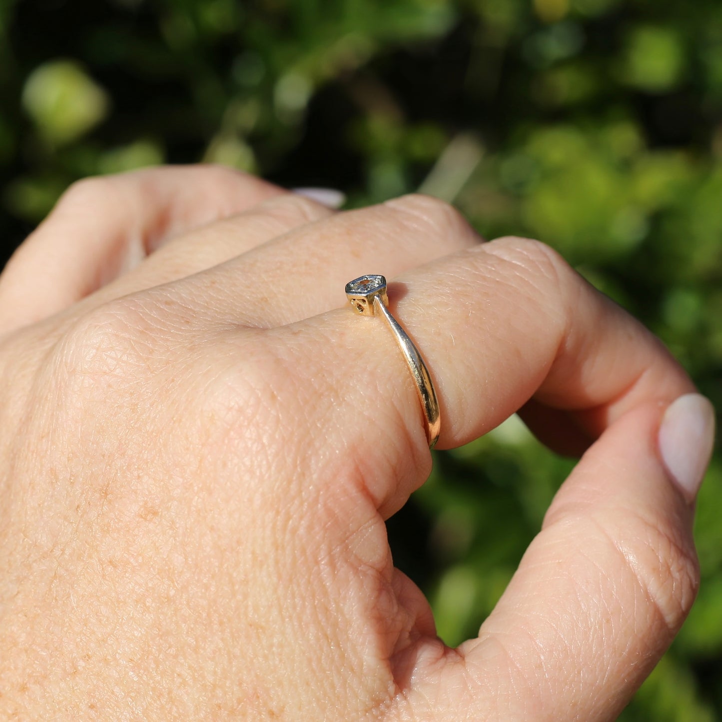 Early Australian Old Cut Diamond Solitaire by H. G. Rogers, 18ct White and Yellow Gold, size 9.5 or just over S1/2