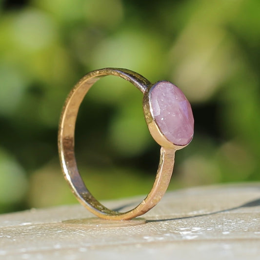 Rose Cut Pink Sapphire Ring, 14ct Rose Gold, size 6 or L1/2