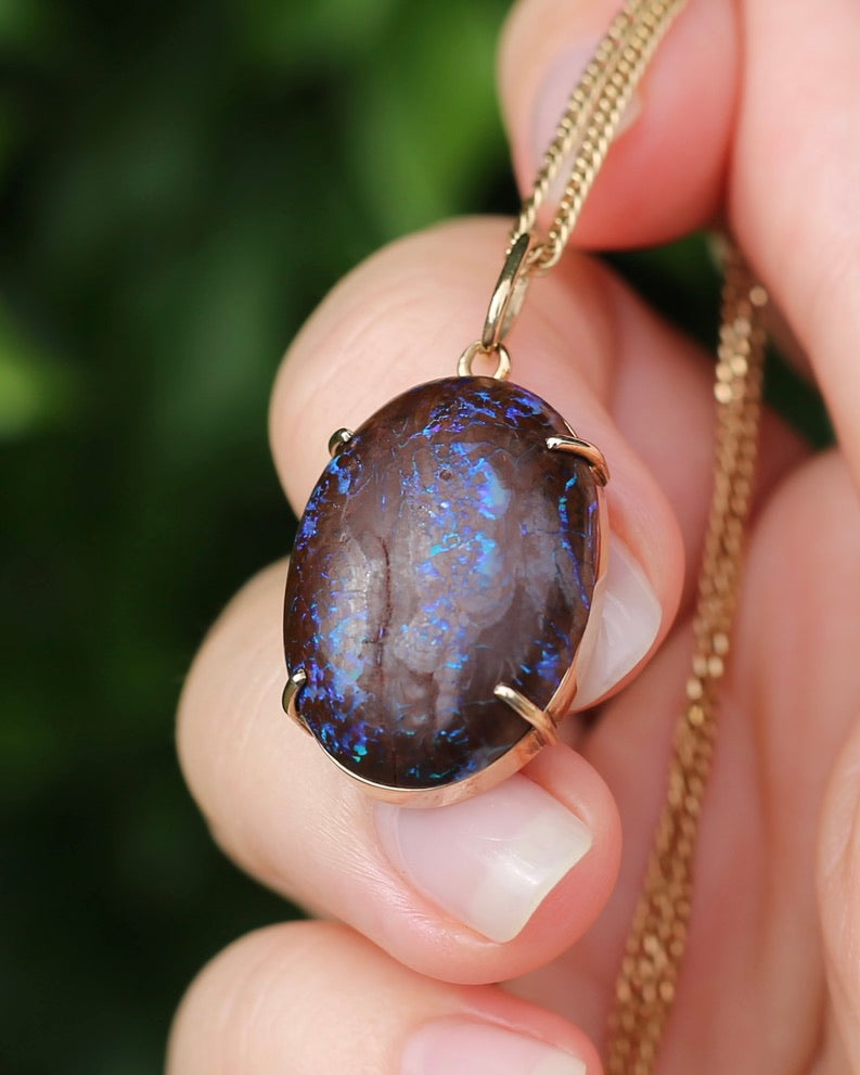 Australian Boulder Opal Pendant, 9ct Yellow Gold, 5.41g