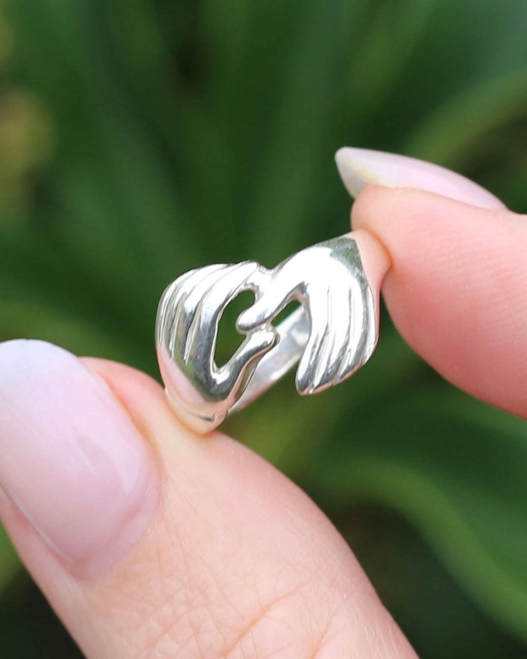 Modern Fede or Gimmel Ring, Sterling Silver, size L1/2 or 6, 3.8g