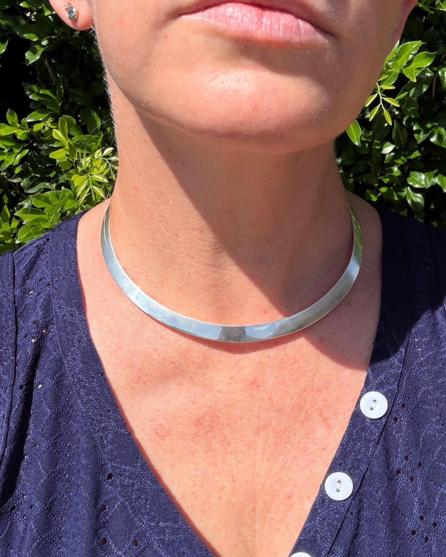 Vintage Silver Torque Collar, Sterling Silver, 21.06g
