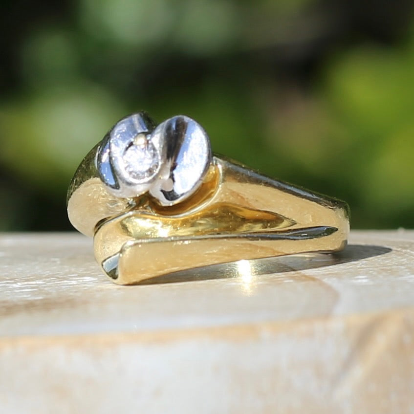 Orchid and Calla Lily Mixed Metal Diamond & 18ct Ring, 18ct white and yellow gold, size O or 7.25