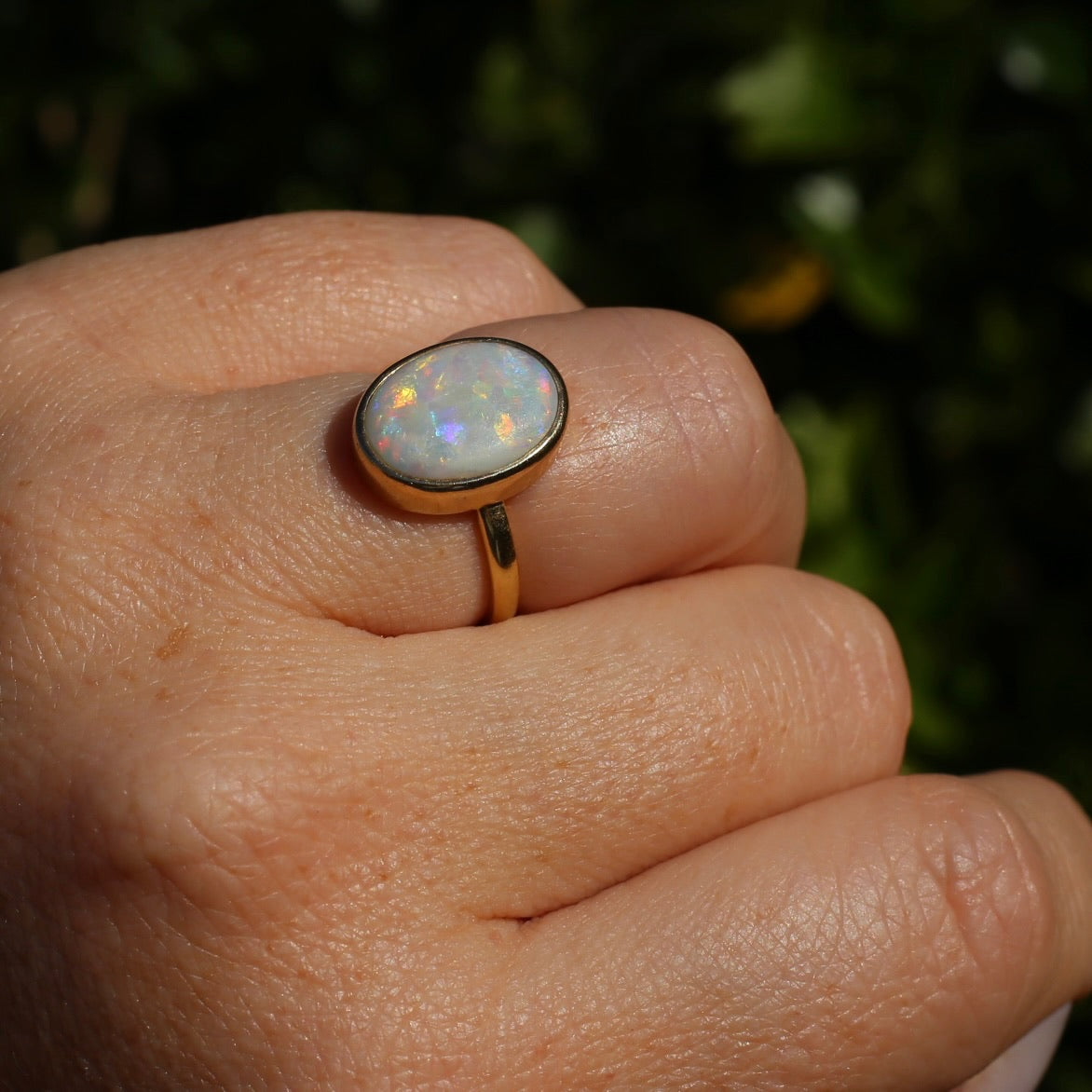 ON HOLD Early Australian Levinson Opal Ring, 18ct Yellow Gold, size N1/2 or 7