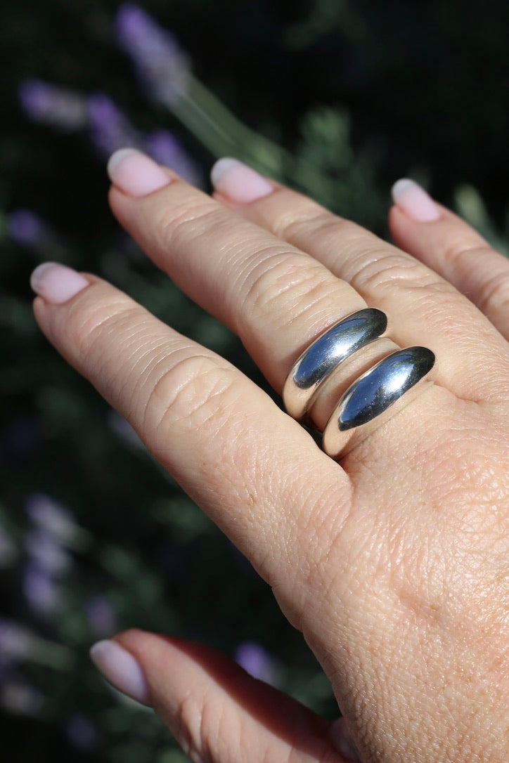 Structural Double Band Silver Ring, Sterling Silver, size R1/2 or just under 9, 12g