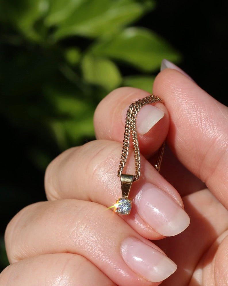 0.2ct Natural Diamond Claw Set Pendant, 18ct Yellow Gold, 0.48g