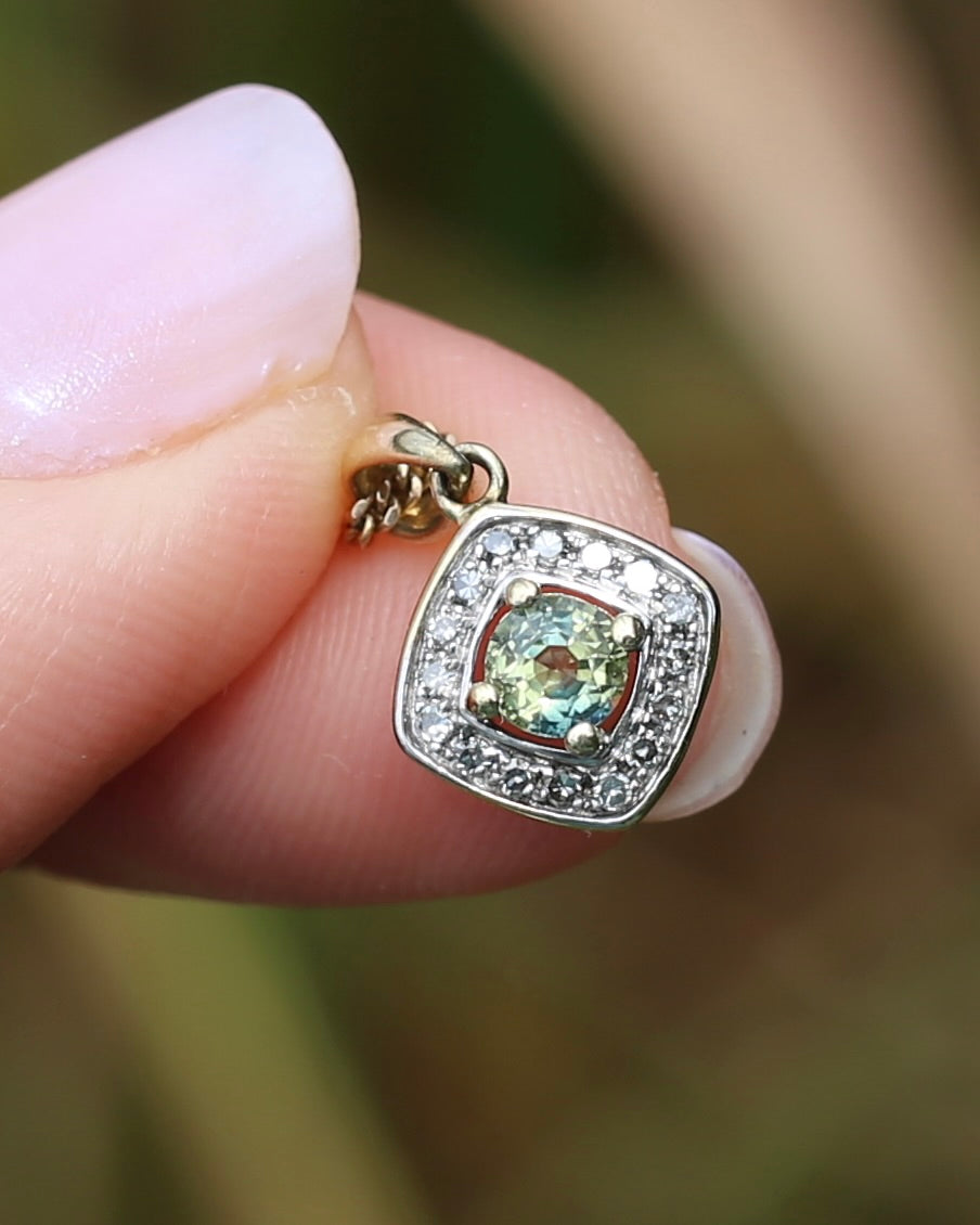 0.45ct Parti and Diamond Pendant, 9ct Yellow and White Gold, 0.9g