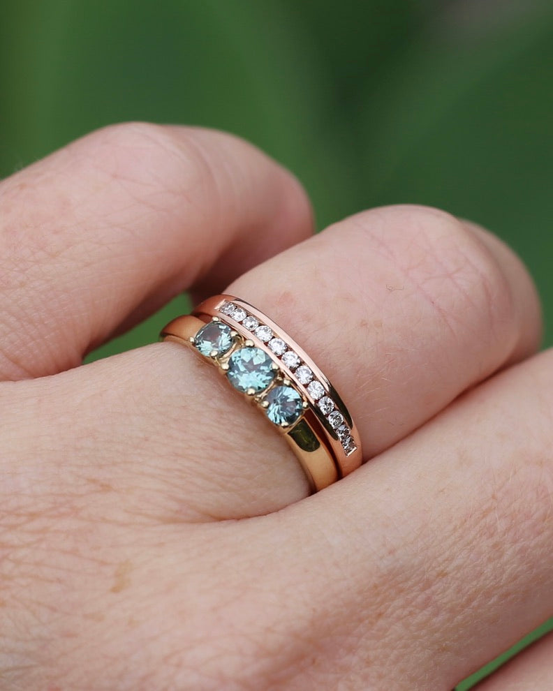 0.3ct Channel Set Natural Diamond Band, 9ct Rose Gold, size 7.25 or just over O, 1.6g