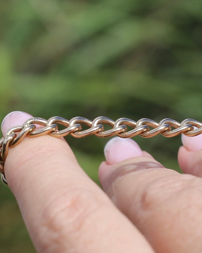 Vintage Australian Rodd and Co. Curb Bracelet with Safety Chain, 15.3g, 18.5cm or 7.25 inches