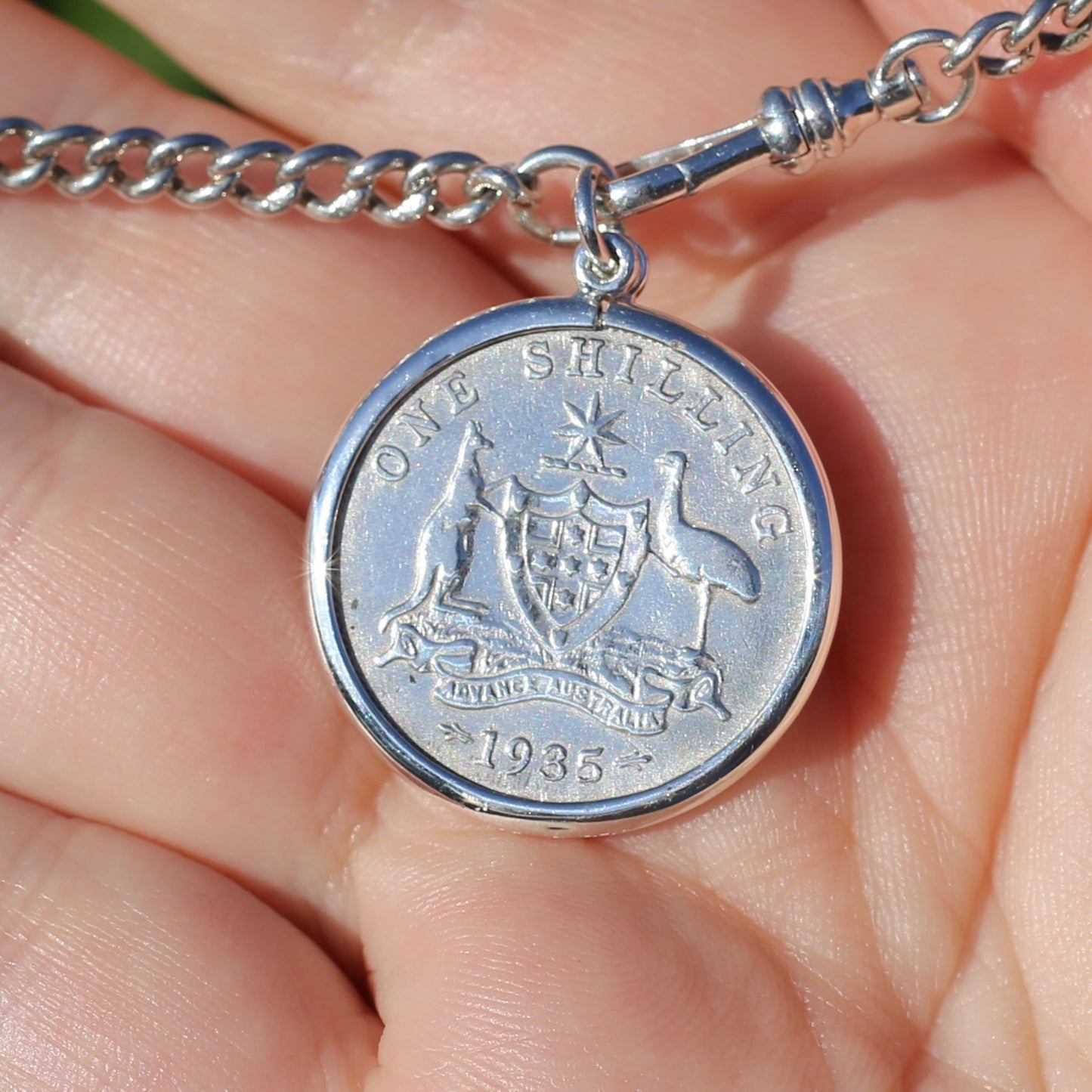 Australian Sterling Silver Shilling Pendants 1928 1931 and 1935, in Silver Bezel Frames, 6.6g