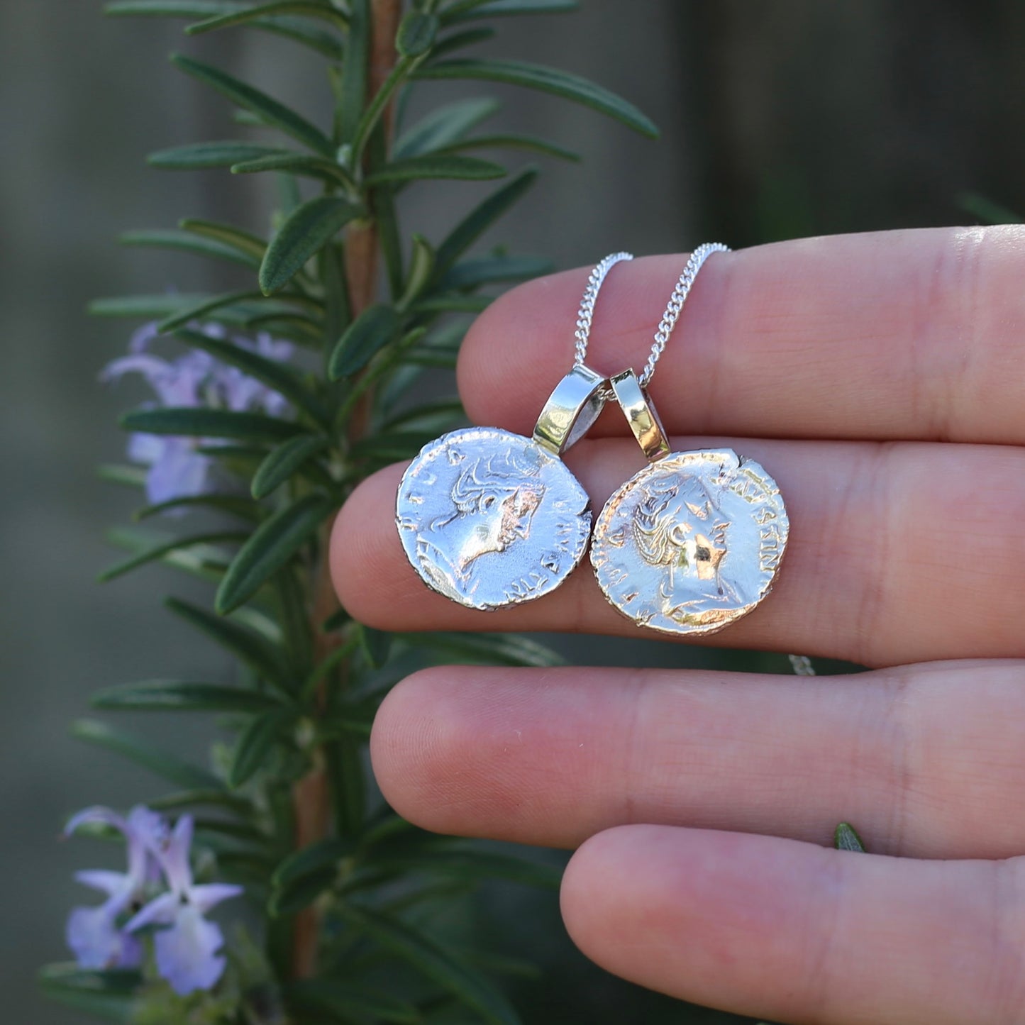 Faustina the Elder Coin Pendant,Cast From a 141-161AD Silver Denarius, avail in  Silver and Gold