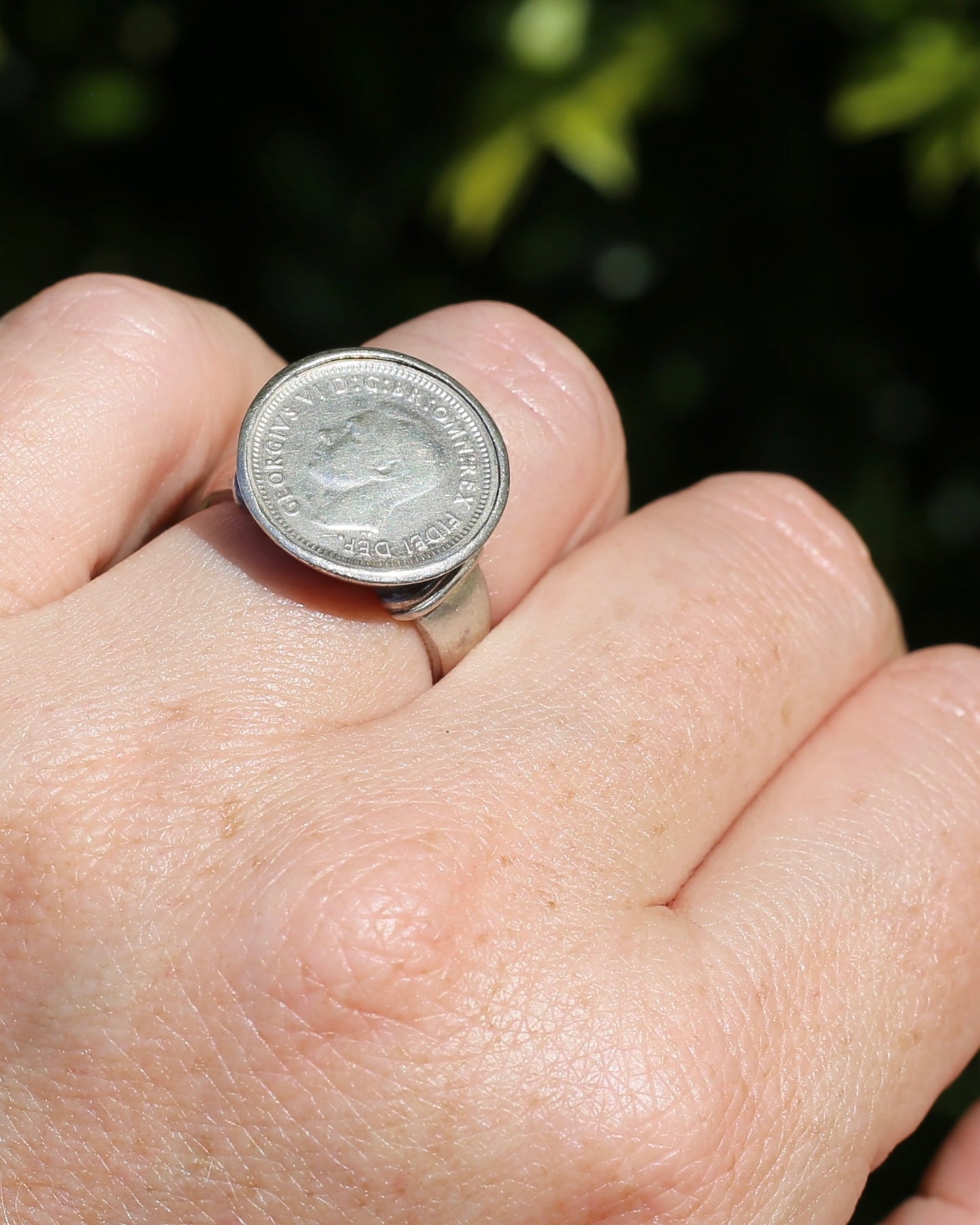 1952 Threepence Piece Silver Ring, 7.1g, size O or 7