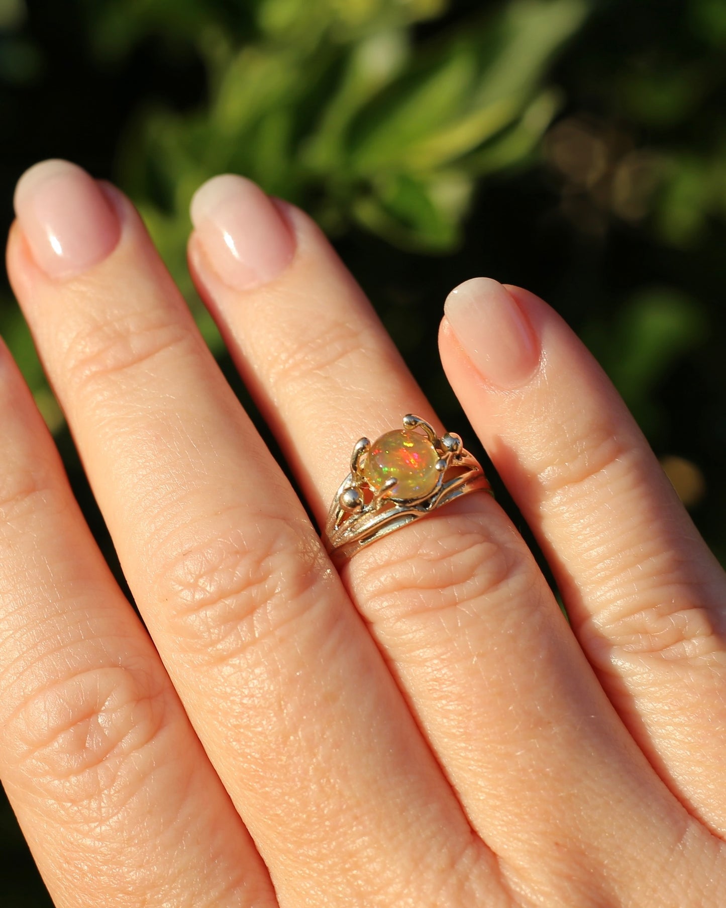 Mexican Opal Cabochon Ring, 14ct Yellow Gold, size 6 or L1/2