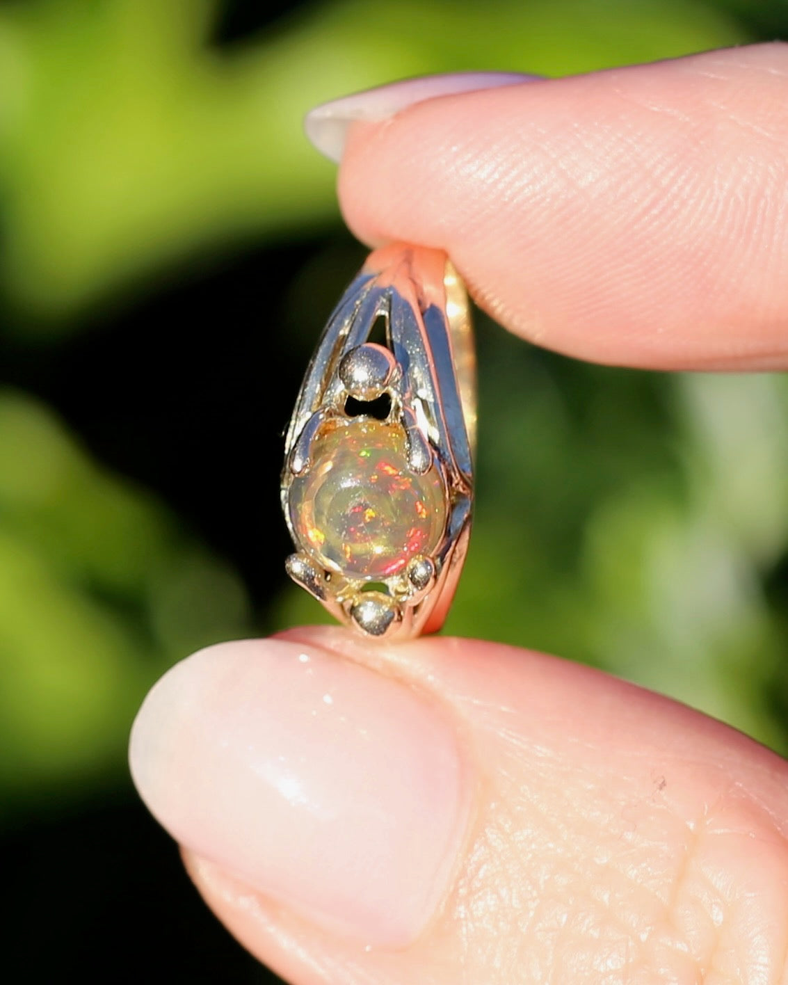 Mexican Opal Cabochon Ring, 14ct Yellow Gold, size 6 or L1/2