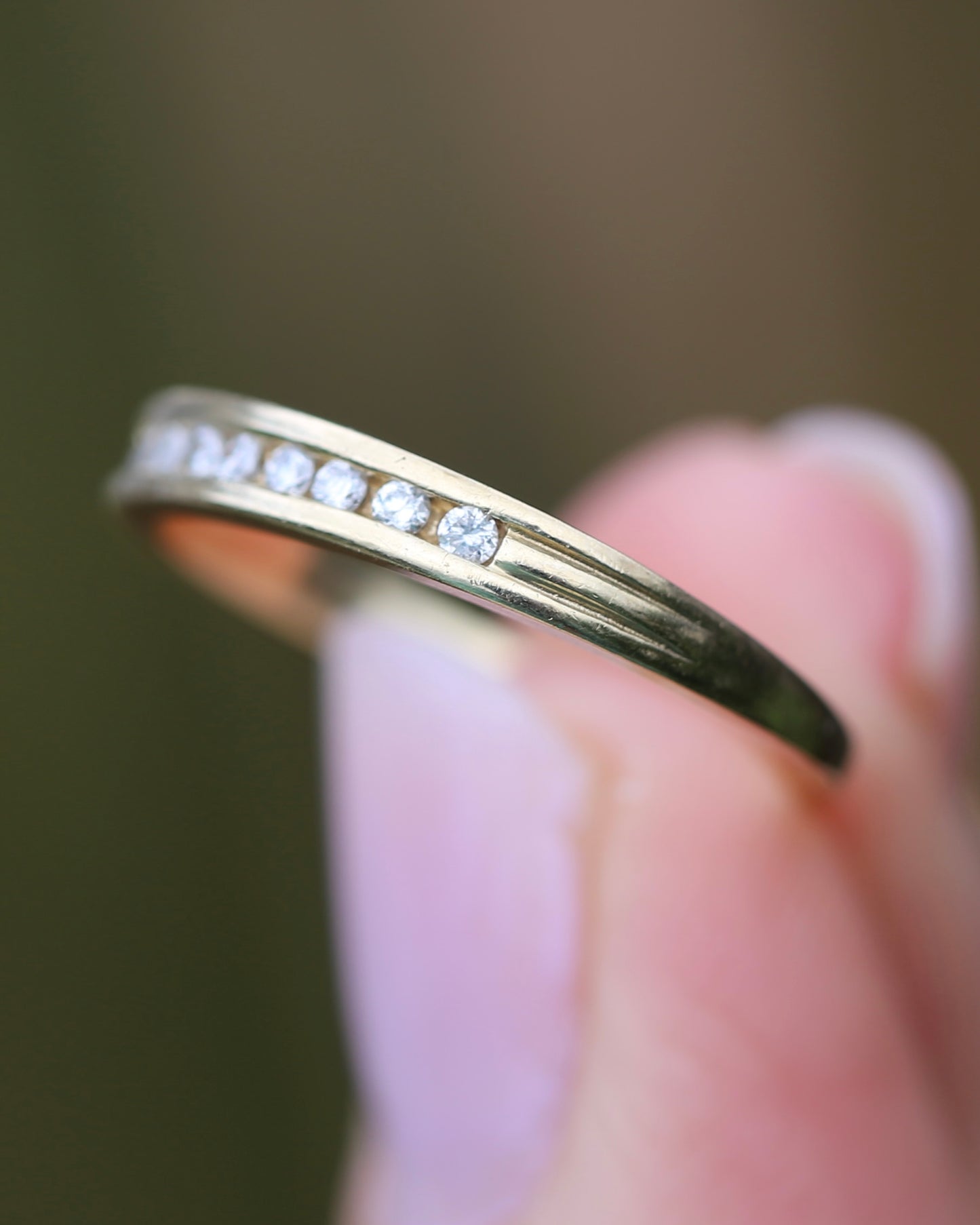 0.2ct Channel Set Natural Diamond Band, 9ct Yellow Gold, size P or just over 7.5, 1.78g