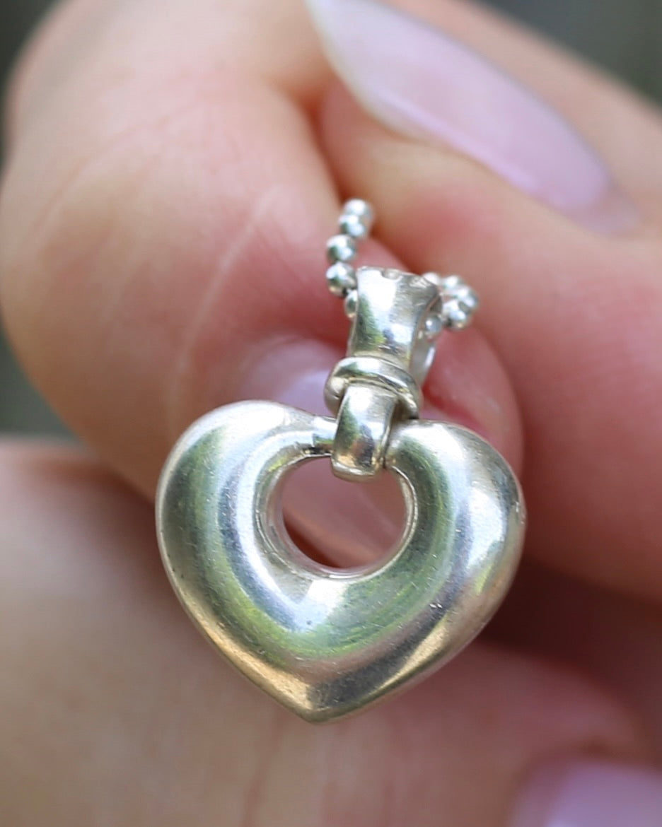 Vintage Italian Made Sterling Silver Heart Pendant, 6.44g