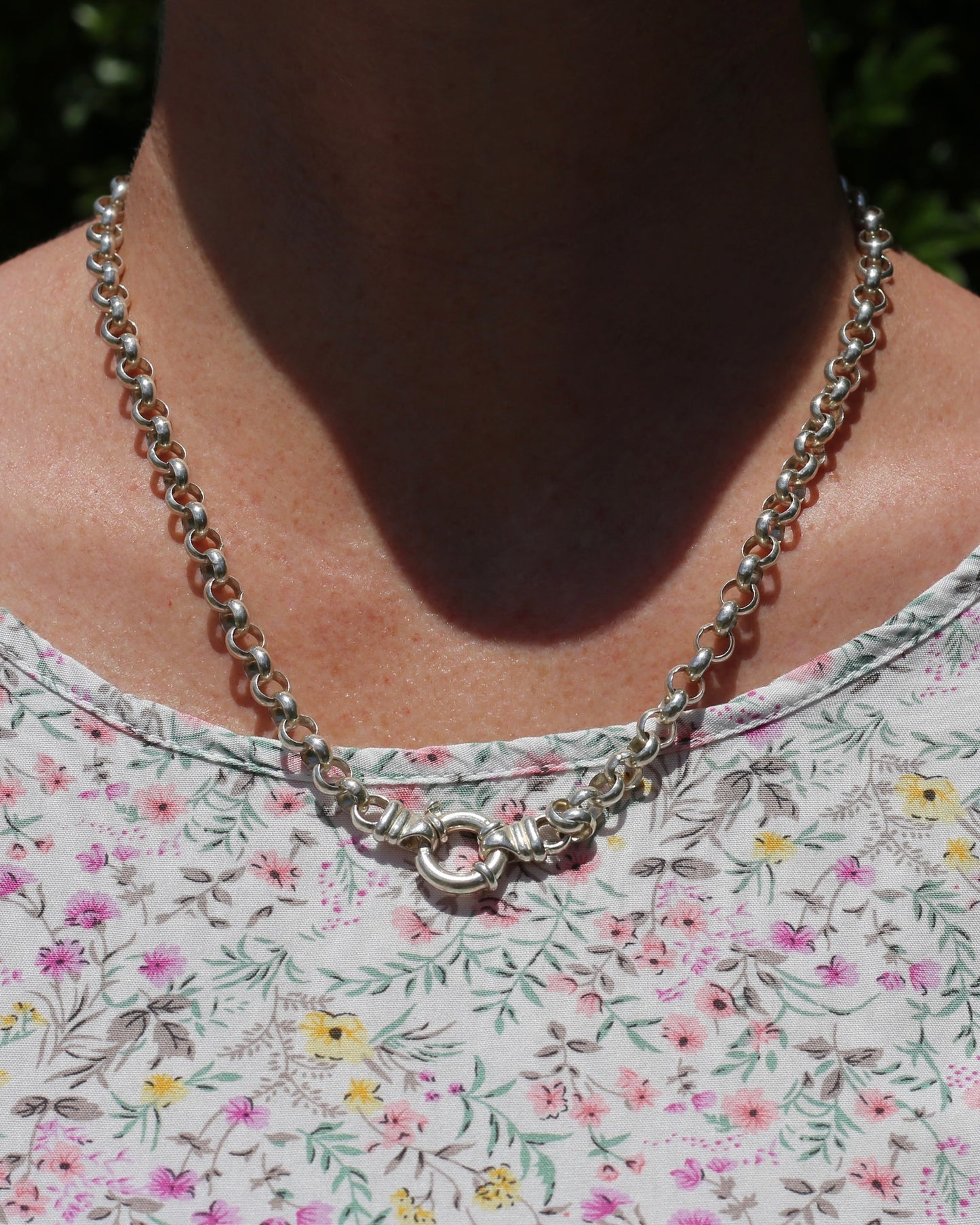 Chunky Silver Belcher Chain With Italian Bolt Clasp and large finals, 41.6g, 50cm