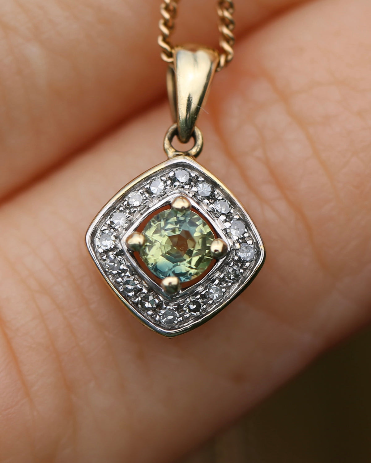 0.45ct Parti and Diamond Pendant, 9ct Yellow and White Gold, 0.9g