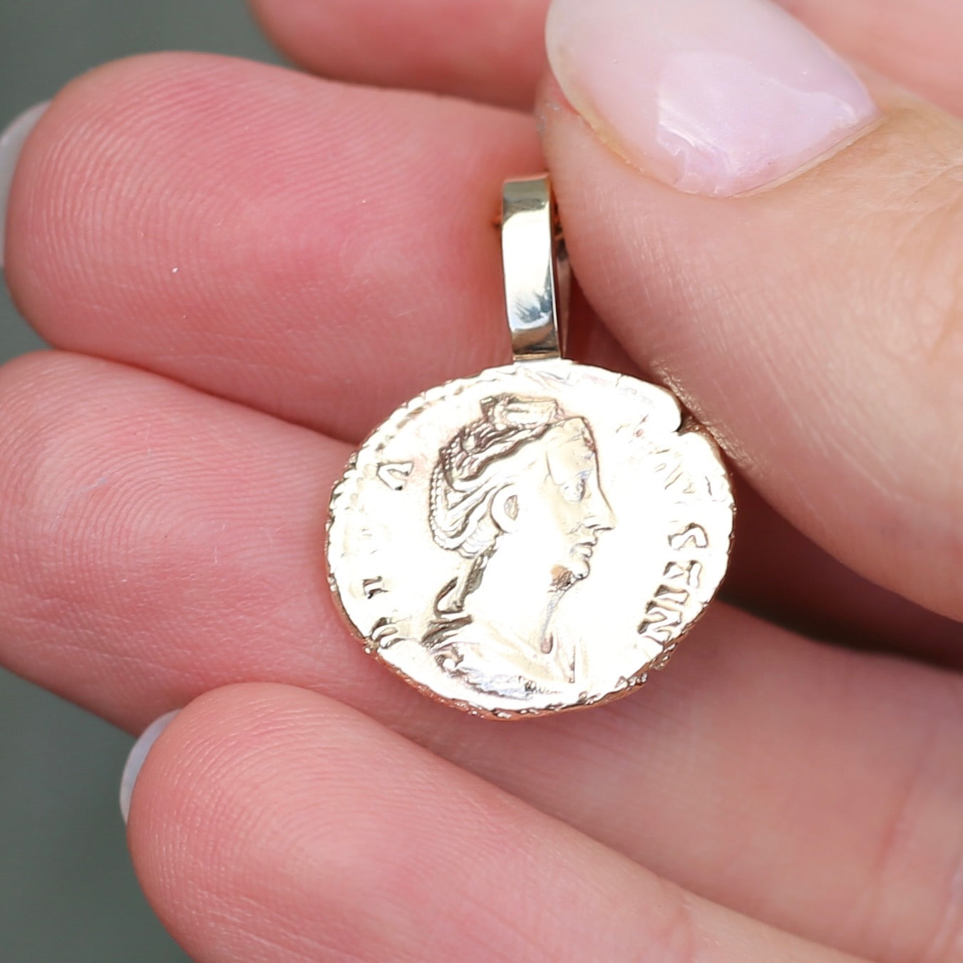 Faustina the Elder Coin Pendant,Cast From a 141-161AD Silver Denarius, avail in  Silver and Gold