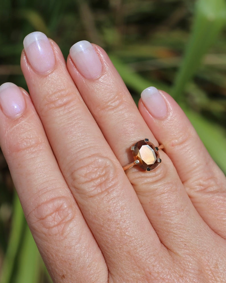 ON HOLD 3.95ct Fancy Cut Tanzanian Umba Sapphire in Vintage 9ct Yellow Gold, size L or 5.75, 2.80g