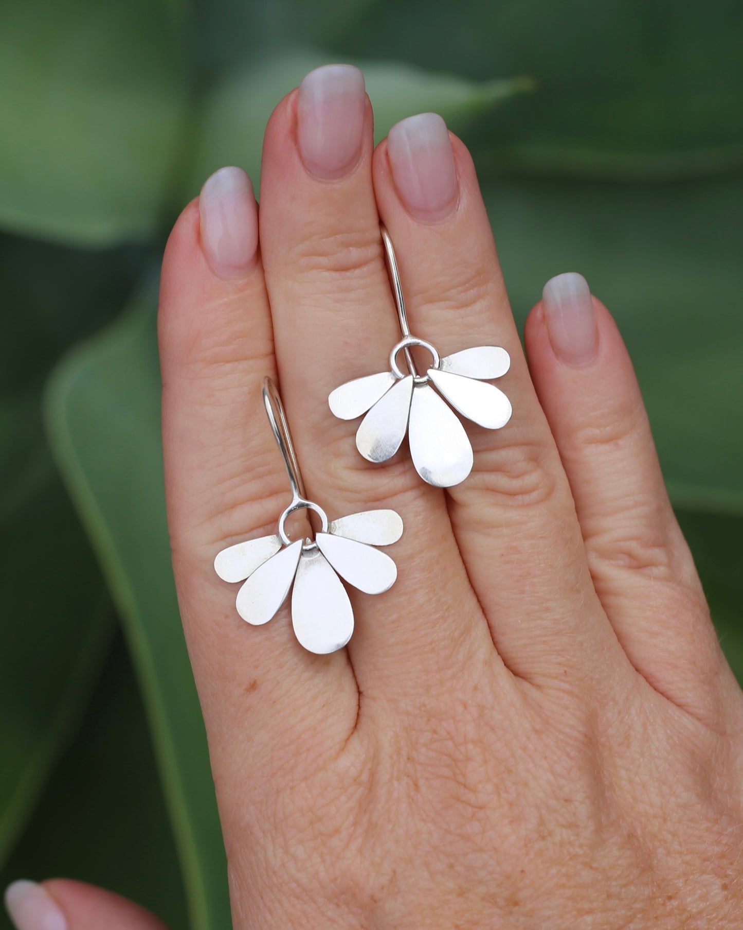 Hand Made Floral Inspired Earring Wires, Sterling Silver, 3.83g