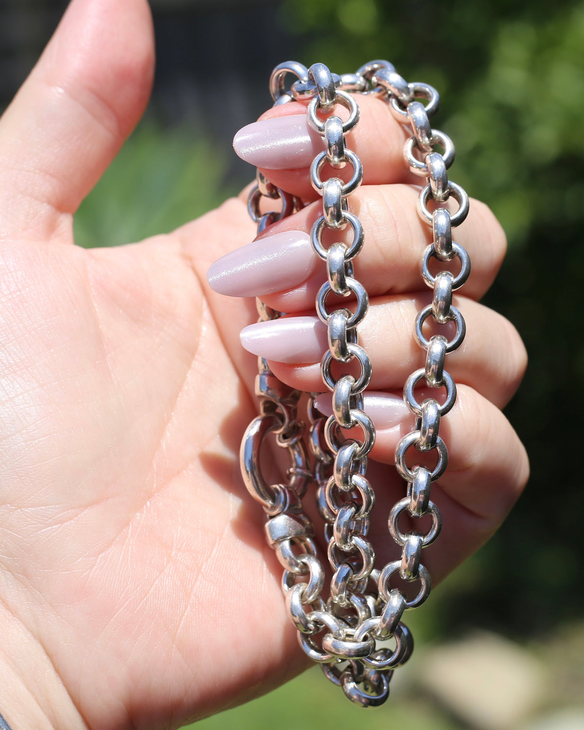 Fabulous Italian Made Semi Hollow Silver Cable Chain with Large Bolt Clasp, 40.4g, 45.75cm or 18 inches