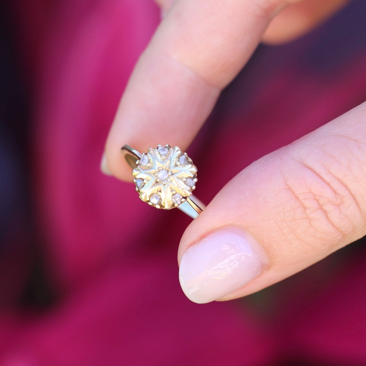 Rustic Handmade Likely Victorian Rose and Table Cut Diamond & Quartz Ring, approx 12ct Yellow Gold, size T or 9.5