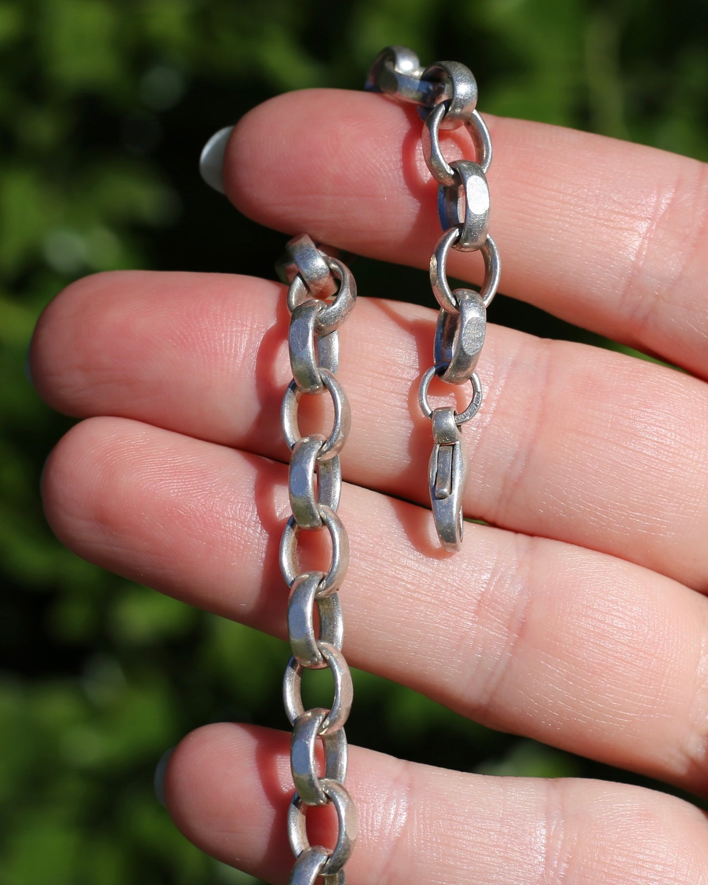 Flattened Faced Vintage Oval Silver Bracelet, 16.5g